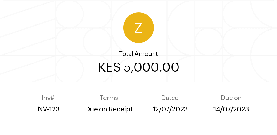 Illustration of a sample invoice with essential details like amount, invoice date, due date etc.  